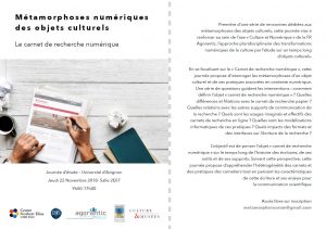 Programme du séminaire Carnet de recherche